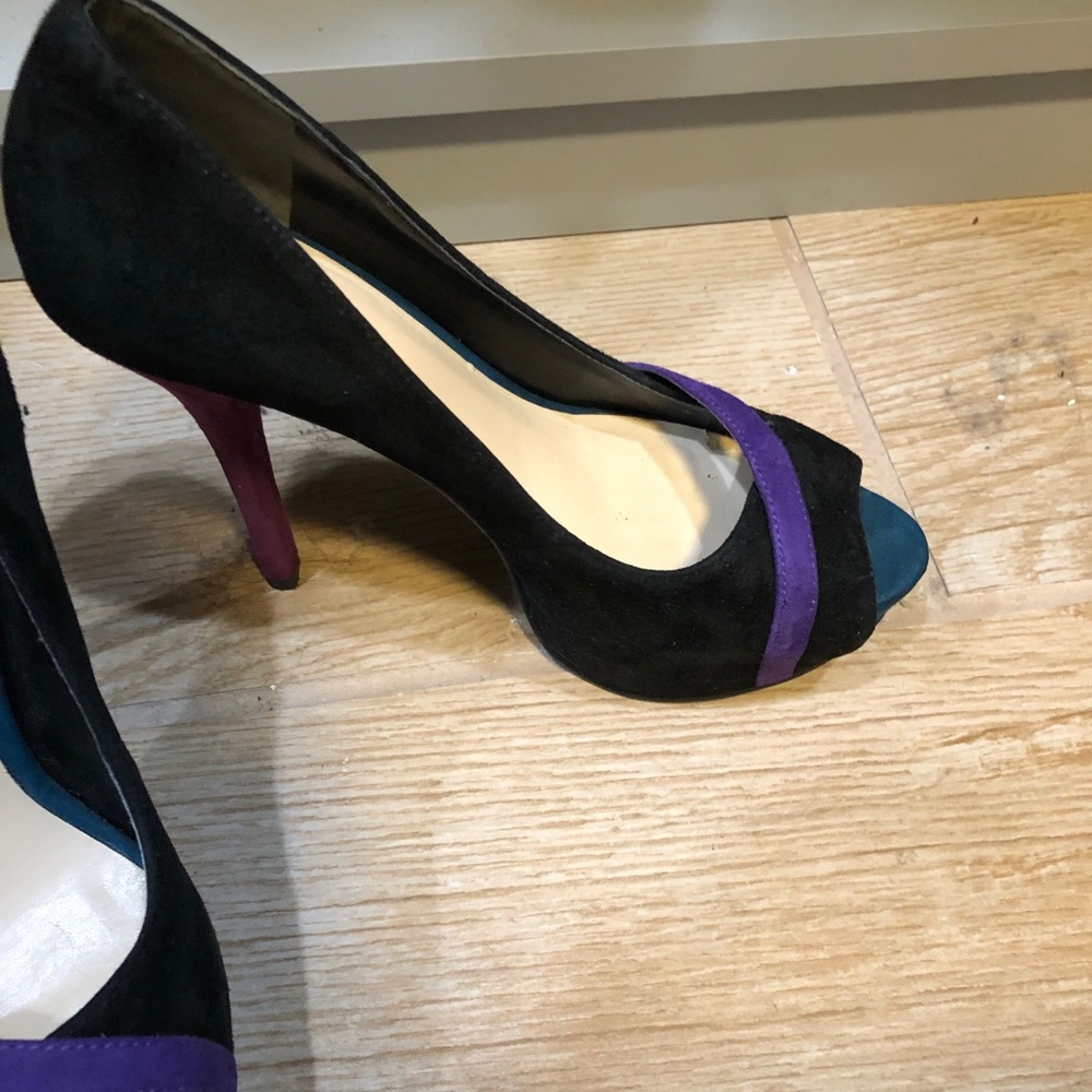 Black suede high heels